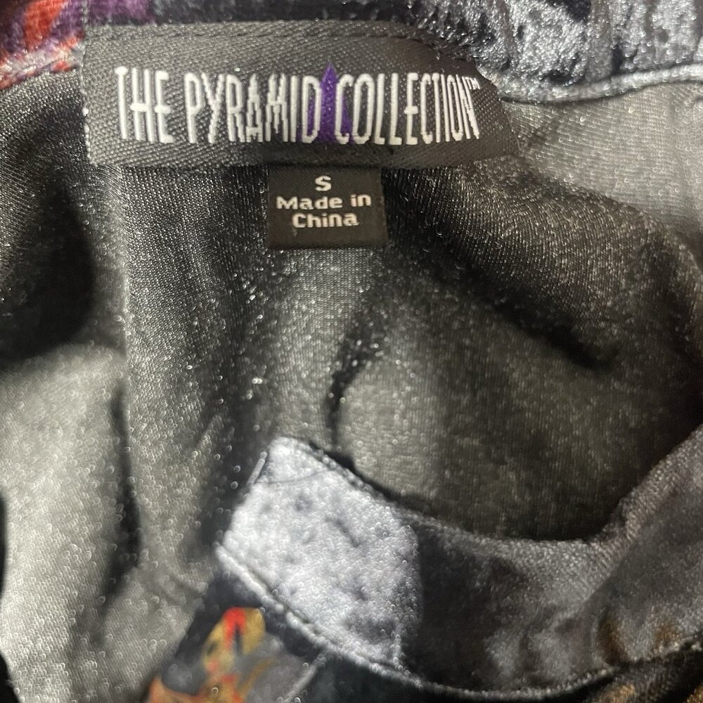 The Pyramid Collection Velvet Tiered Maxi Dress S Black Floral Whimsy Goth Witch - Picture 7 of 8
